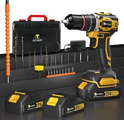 Conentool 21V Bürstenlos Akkuschrauber Set, Akku bohrschrauber mit 2x 2000mAh Ak