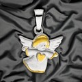 Anhänger Engel Schutzengel 925 Sterling Silber bicolor matt Silberanhänger