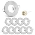 10x Einbaustrahler Rahmen IP65 Einbaurahmen Bad & Aussen Alu rund Deckenlampe