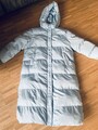 Warmer langer Stepp Mantel Hellblau Mit Kapuze 42/44