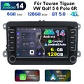 6+128G 8kern Für VW GOLF 5 6 Touran Tiguan Autoradio DAB+ Android14 Carplay DSP