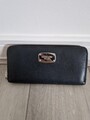 Michael Kors Jet Set Travel Black Pebbled Leather Zip Around Wallet Geldbörse