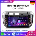DAB+ 64GB Carplay Android14 Autoradio Für Fiat Grande Punto EVO Linea 12-15 Navi