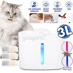 3L Trinkbrunnen Haustier Automatisch Wasserspender für Katzen Hunde mit 3 Filter