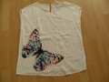 Esprit süße Bluse / T-Shirt Gr. 38 / M weiß mit Muster Schmetterling * wie Neu *