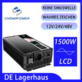 wechselrichter reiner sinus 12v 24v 48vdc to 230vac 1500w spannungswandler solar
