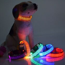 LED Leuchthalsband Hunde Halsband Leuchtband Blink 3 Modi Gr. M pink