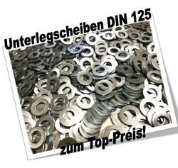 Unterlegscheiben DIN 125 Edelstahl VA A2 V2A Beilagscheibe U-Scheiben M2-M12