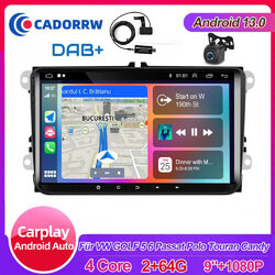 DAB+64G Autoradio Carplay Android 15 GPS Für VW GOLF 5 6 Touran Polo CaddyTiguan