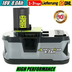 18V 8.0Ah Akku für RYOBI One+ Plus Lithium RB18L50 P108 PBP1008 HP Batterie A+