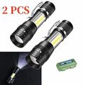 1- 2x Taschenlampe LED Aufladbar USB Super Hell Taktisches Fackel Lumen Akku NEU
