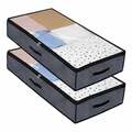 2er Pack Unterbettkommode Schwarz 103x45x15cm Unterbett Aufbewahrung Kommode