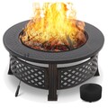Runde Feuerschale Stahl Garten Feuerkorb Multifuntion mit Grill und Funkenschutz