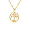 18K Gold Halskette  Anhänger Baum des Lebens Zirkonia Damen Lebensbaum vergoldet