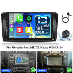 Android 13 Autoradio GPS Navi WIFI Für Mercedes Benz ML/GL Klasse W164 X164 +Kam