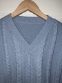 Kuscheliger Zopfstrick-Pullover - Hellblau - Cropped Gr. S