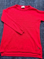 Amy Vermont, Feinstrickpullover, Pullover, Ajourstrick, kleine Herzen rot, Gr.40