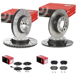 brembo MAX BREMSSCHEIBEN + BELÄGE VORNE+HINTEN passend für VW CADDY 4 + ALLTRACKVA 312x25mm | HA 272x10mm | NUR für PR-Nr.  1ZA