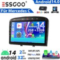 2+32G DAB+ 9" Android 14 Autoradio Carplay GPS NAVI WIFI KAM Für Peugeot 308 408