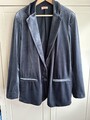 VINTAGE Blazer Herren 50 Damen 44/46  anthrazit Samt glänzend samtig oversized