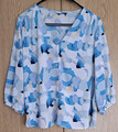 TOM TAILOR blau-weiß-gemusterte Damen-Bluse 3/4-Arm Gr. 40
