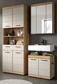 Badmöbel Set Badezimmer 3-tlg Eiche Kaschmir 4-türiger Hochschrank Shawn 150 cm