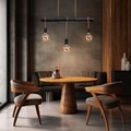Esszimmerleuchte Hängelampe Holzleuchte 3x LED dimmbar schwarz Höhenverstellbar
