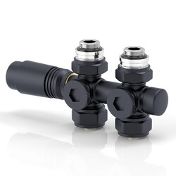 Multiblock Heizkörper Anschlussarmatur Thermostat Hahnblock Ventil Badheizkörper⭐⭐Eck und Durchgang ⭐⭐Weiß, Anthrazit, Chrom