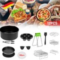 12tlg Heißluftfritteuse Zubehör Kuchen Backkorb Fritteuse Airfryer Grillrost