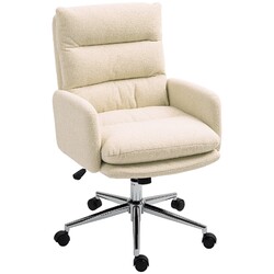 Bürostuhl Ergonomischer Schreibtischstuhl mit Armlehne, Lammwolle-Optik Creme