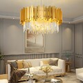 Luxus Kristall Pendelleuchte Gold Modern Deckenlampe Für Esszimmer,Schlafzimmer
