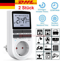 2x Digitale Zeitschaltuhr Steckdose Wochenzeitschaltuhr 3680W 24Std Timer Innen*
