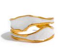 18k Yellow Gold Plated Antique White Enamel Adjustable Solid Luxury Jewelry Ring