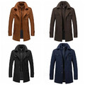 Herren Herbst Winter Wollmantel mit Doppelkragen Windbreaker Business Stil