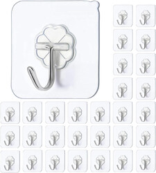 Haken Selbstklebend, 30 Stück Klebehaken Extra Stark Haken Wandhaken, Transparen