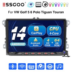9" Android 14 Autoradio Carplay GPS Navi RDS Kam 4+64G Für VW Golf 5 Touran Polo