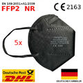 FFP2 Maske Zertifiziert CE2163 Schwarz Atemschutz Mundschutz geprüft 5 lagig CE