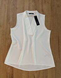 Neu Esprit Collection Hochwertige Leichte Bluse Mit Satin Gr. 38 Weiß