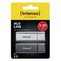 Intenso USB Stick 32GB Speicherstick Alu Line silber, anthrazit 2er Pack