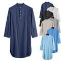 Herren Nachthemd langarm Sleepshirt, Pyjamas Dressing Nachtwäsche Gr. M L XL 2XL