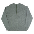 Military Herren Schwerer Strick Pullover Grau 1/4 Reißverschluss Grob Wolle XL