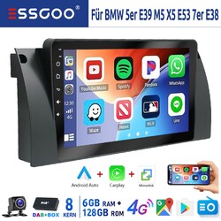 8Core DAB+ Für BMW 5er E39 X5 E53 7er E38 Carplay Android 14 Autoradio Navi KAM+