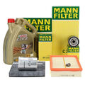MANN Filterset 4-tlg + 5L CASTROL 5W30 Motoröl für VW GOLF 4 BORA 1.6 FSI 110 PS