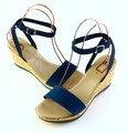 Sandalette aus Leder Gr. 41 Blau Damen Sommer-Schuhe Freizeitschuhe RPW