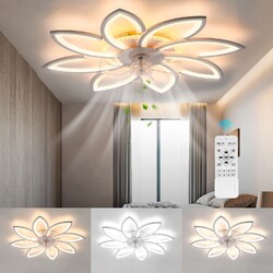 LED Lüfter Deckenventilator mit Fernbedienung 72W RGB Dimmbar Deckenlampe Leiser