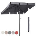 Sonnenschirm Rechteckig 200 x 125 cm Balkon Markt Schirm mit Schutzhülle UPF50+