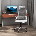 Vinsetto Bürostuhl Ergonomisch Schreibtischstuhl mit Verstellbar Kopfstütze Grau