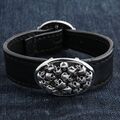 925 Sterling Silber Totenkopf Echt Leder Herren Biker Armband Kette Neu