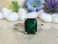 925 Sterling Silber Smaragd Edelstein Bandring Mai Geburtsstein, Statement Ring