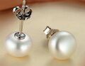 925er Sterling Silber Ohrringe Ohrstecker Süßwasser Perle 10-11 mm Ohrschmuck